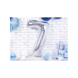Folienballon - Zahl 7 Silber II - XXL - 86 cm / 0,07 m&sup3;