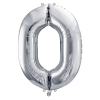 Folienballon - Zahl 0 Silber II - XXL - 86cm/0,07m³