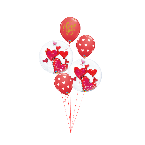 Ballonstrauß Double Hearts XXL