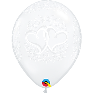 Motivballon Filigree & Hearts weiß - transparent