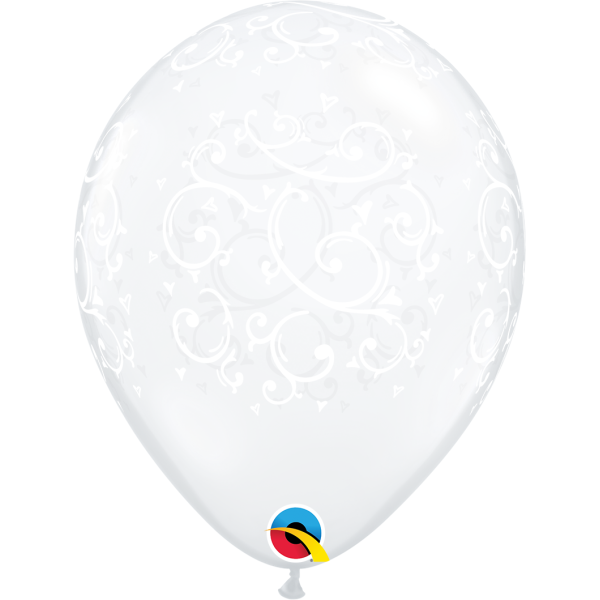 Motivballon Filigree & Hearts wei&szlig; - transparent