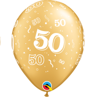 Latexballon - Motiv Zahl 50, gold - S - 28 cm / 0,02 m³