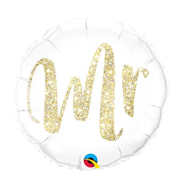 Folienballon - Mr weiß gold - S - 45 cm / 0,03 m³