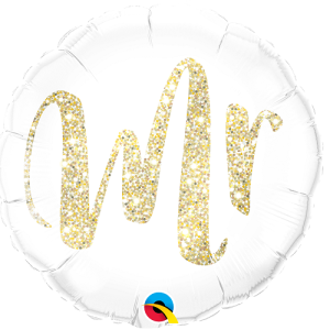 Folienballon - Mr weiß gold - S - 45 cm / 0,03 m³