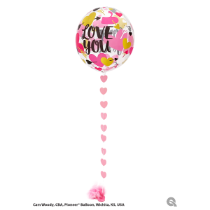 Ballon Single Bubble Love You Hearts & Arrows