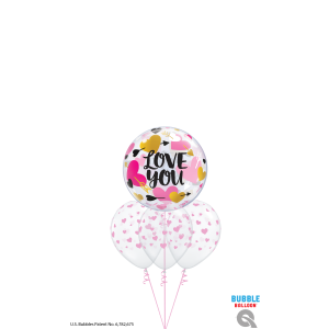 Single Bubble Ballon - Motiv Love You Hearts &amp; Arrows - XL - 56cm/0,04m&sup3;