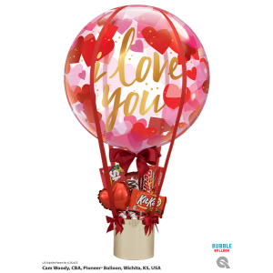 Single Bubble Ballon - Motiv I Love You Paper Hearts - XL...