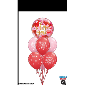 Single Bubble Ballon - Motiv I Love You Paper Hearts - XL - 56 cm / 0,04 m&sup3;