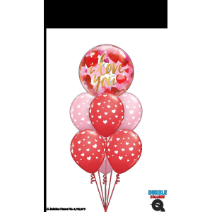Single Bubble Ballon - Motiv I Love You Paper Hearts - XL - 56 cm / 0,04 m&sup3;
