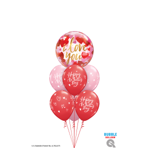 Single Bubble Ballon - Motiv I Love You Paper Hearts - XL - 56cm/0,04m&sup3;