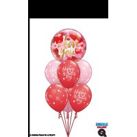 Single Bubble Ballon - Motiv I Love You Paper Hearts - XL - 56 cm / 0,04 m³