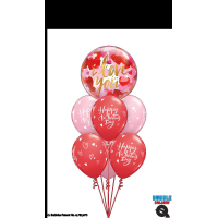 Single Bubble Ballon - Motiv I Love You Paper Hearts - XL - 56 cm / 0,04 m³