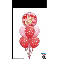 Single Bubble Ballon - Motiv I Love You Paper Hearts - XL - 56 cm / 0,04 m³