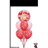 Single Bubble Ballon - Motiv I Love You Paper Hearts - XL - 56 cm / 0,04 m³