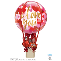 Single Bubble Ballon - Motiv I Love You Paper Hearts - XL - 56cm/0,04m³