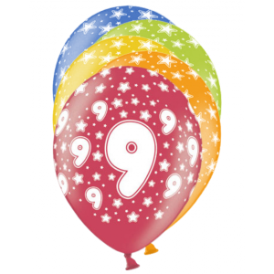 Latexballon - Motiv Zahl 9 bunt (6)