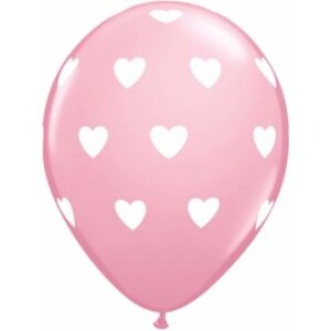 Latexballon - Motiv Herzen Rosa/Wei&szlig;