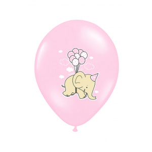 Motivballon Dots & Elephants rosa - S/Latex -...