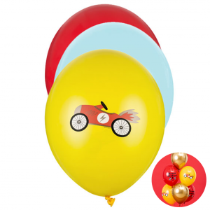 Motivballon-Set Zahl 1 Car - S/Latex - 28cm/0,02m³ (6)