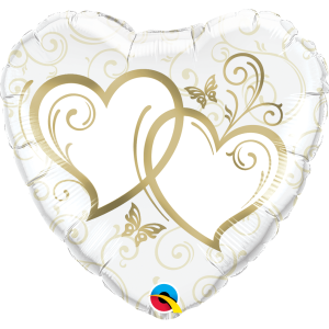 Folienballon - Motiv Doppelherz weiß gold - S - 46...