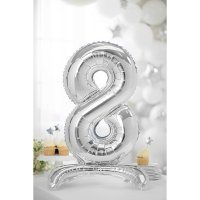 Folienballon - Zahl 8 Silber - Standupballons - XL - 70cm/Luft