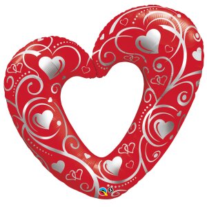 Folienballon - Figur Hearts & Filigree rot - XXL - 10...