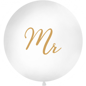 Latexballon - Motiv Mr, wei&szlig; - XXXL/Latex - 100cm/1,00m&sup3;