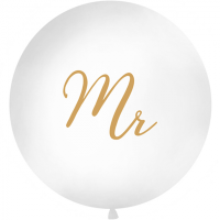 Latexballon - Motiv Mr, weiß - XXXL/Latex - 100cm/1,00m³