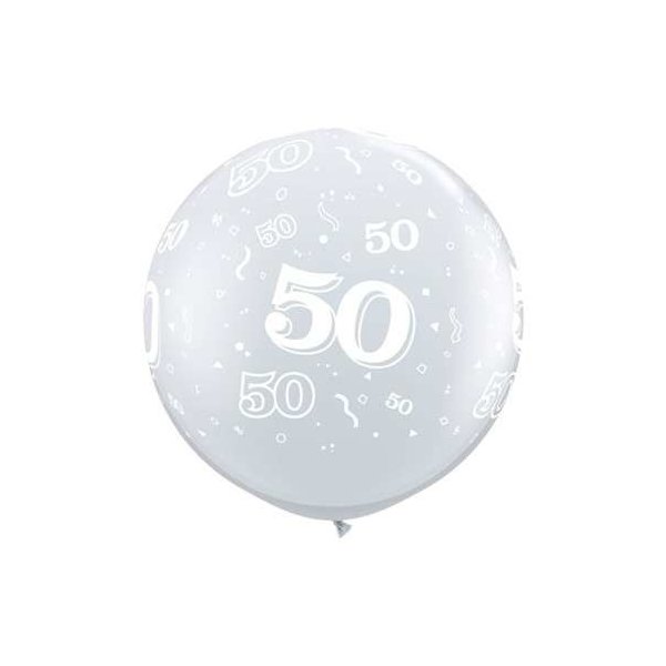 Latexballon Motiv Zahl 50, transparent - XXXL/Latex - 90...