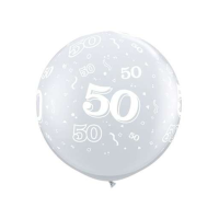 Latexballon - Motiv Zahl 50, transparent - XXXL / Latex - 90 cm / 0,42 m³