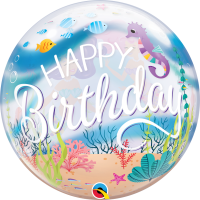 Single Bubble Ballon - Motiv Happy Birthday Mermaid - XL - 56cm/0,04m³