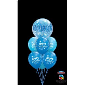 Single Bubble Ballon - Motiv Happy Birthday Blue...