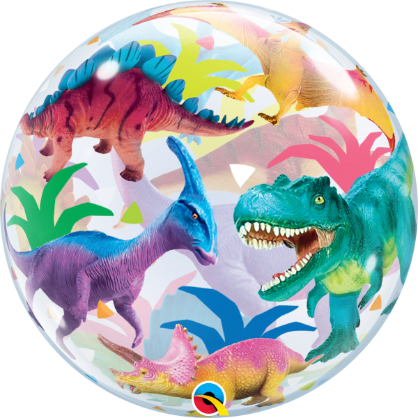 Ballon Single Bubble Colorful Dinosaurs