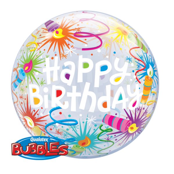 Single Bubble Ballon - Motiv Happy Birthday Lit Candle - XL - 56cm/0,04m³