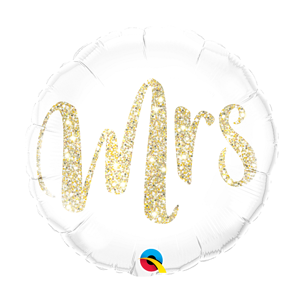 Folienballon - Mrs weiß gold - S - 45 cm / 0,02...