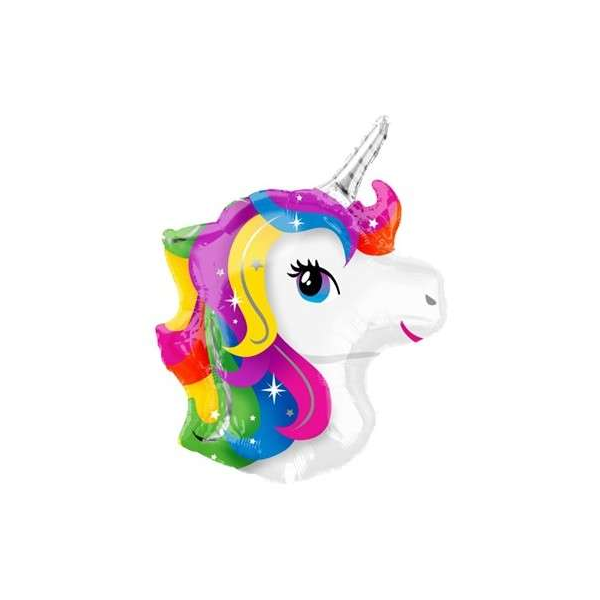 Folienballon - Figur Einhornkopf Regenbogen II - XXL - 83...