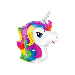 Folienballon - Figur Einhornkopf Regenbogen II - XXL -...