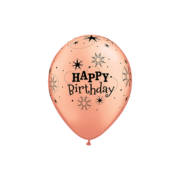 Latexballon - Motiv Happy Birthday Metallic Rosegold (6)