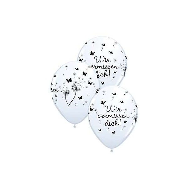 Latexballon - Motiv Wir vermissen dich - weiß...