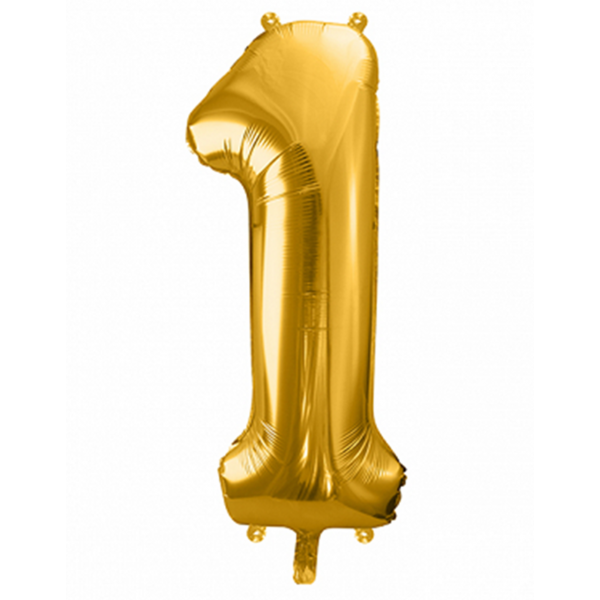 Ballon Zahl 1 Gold - XXL/Folie - 86cm/0,07m³