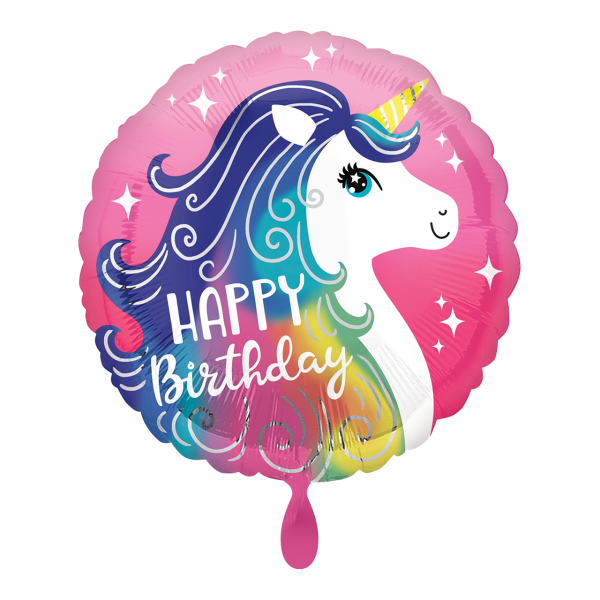 Folienballon - Motiv Pink Unicorn Happy Birthday - S -...