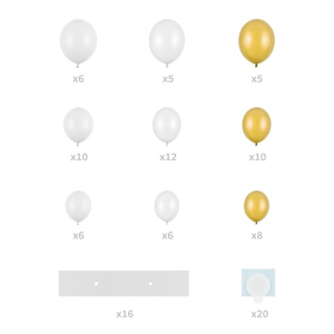 Ballon-Set - Herzbogen White & Gold (DIY)