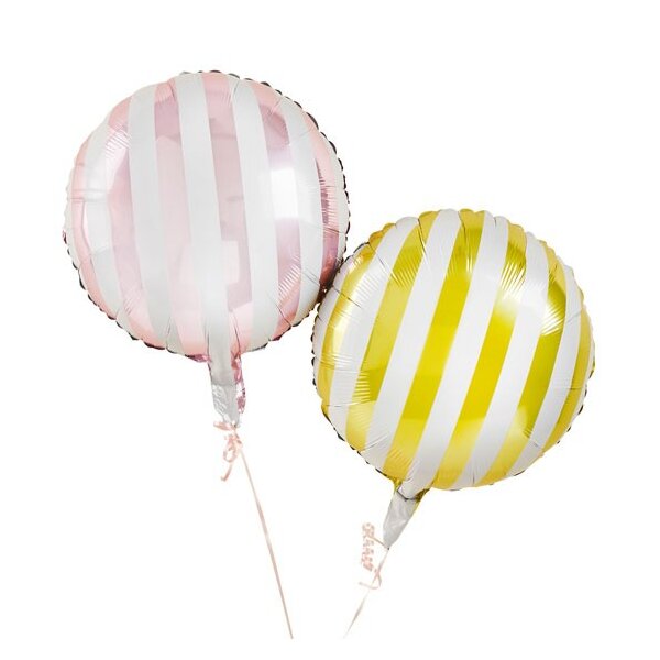 Folienballon - Set - Streifen Rosa & Gold - S - 46 cm / 0,02 m&sup3;