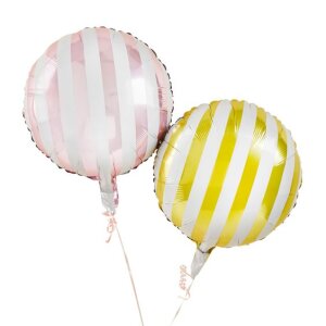 Folienballon - Set - Streifen Rosa & Gold - S - 46 cm...