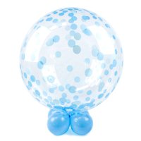 Deco Crystal Clear Ballon - Motiv Blue Dots - XL/Stretchfolie - 61cm/0,07m³