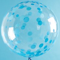 Deco Crystal Clear Ballon - Motiv Blue Dots - XL/Stretchfolie - 61cm/0,07m³