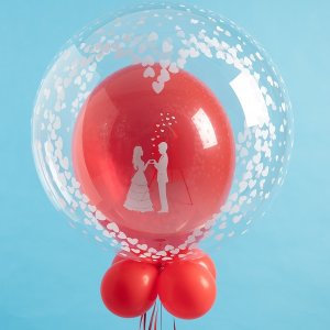 Ballon Lovely Hearts - XL/Stretchfolie/Crystal Clear -...