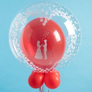 Deco Crystal Clear Ballon - Motiv Lovely Hearts - XL - 61...