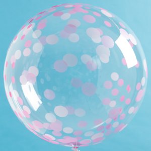 Ballon XL Crystal Clear Pink Dots