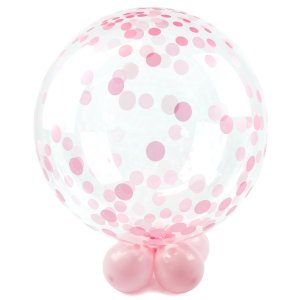 Deco Crystal Clear Ballon - Motiv Pink Dots - XL/Stretchfolie - 61cm/0,07m&sup3;